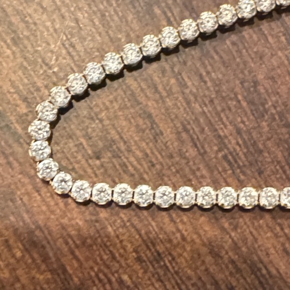 14k Stamped 585 Gold Tennis Necklace Broken Needs To Be Fixed - Picture 11 of 13